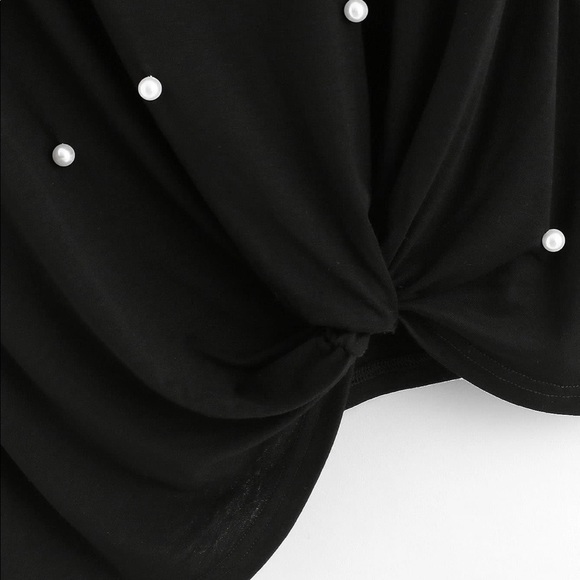Pearl Embellished Twist Front Tee - Picture 3 of 6
